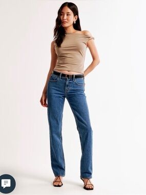 NWT Abercrombie & Fitch Women's 90's Straight Mid Rise Jeans - Blue (27 Short)